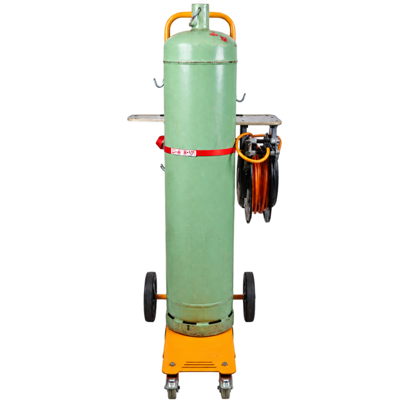 932+ V.03+ Gas bottle trolley with shelf & hose reel (New)